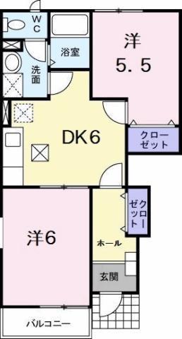 メゾン リヴァージュ(2DK/1階)の間取り写真