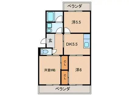 サンリバーSUGITA(3DK/3階)の間取り写真