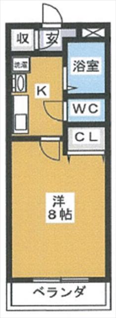プライムステージK(1K/1階)の間取り写真