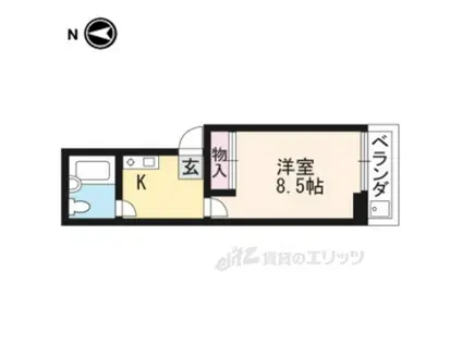 御所西ラフィーネ石原(1K/3階)の間取り写真