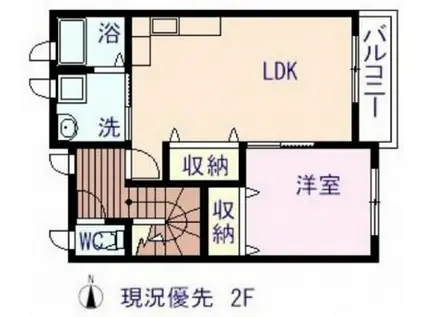 エスプレッソ(1LDK/2階)の間取り写真