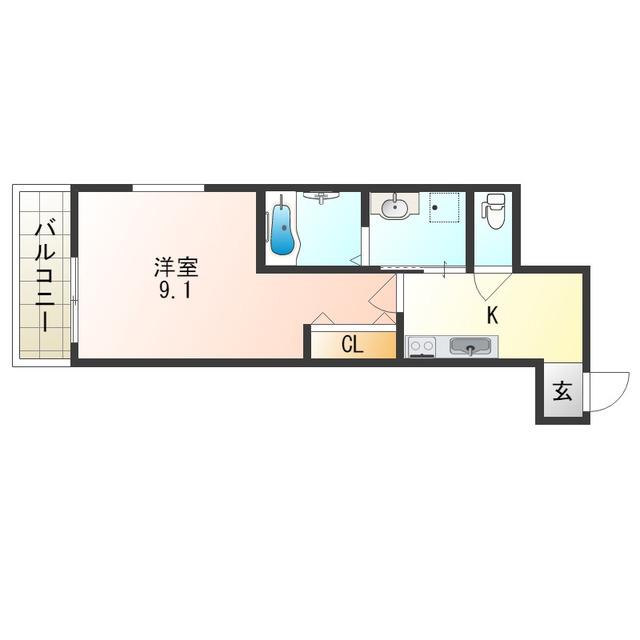 フジパレス杭全(1K/1階)の間取り写真