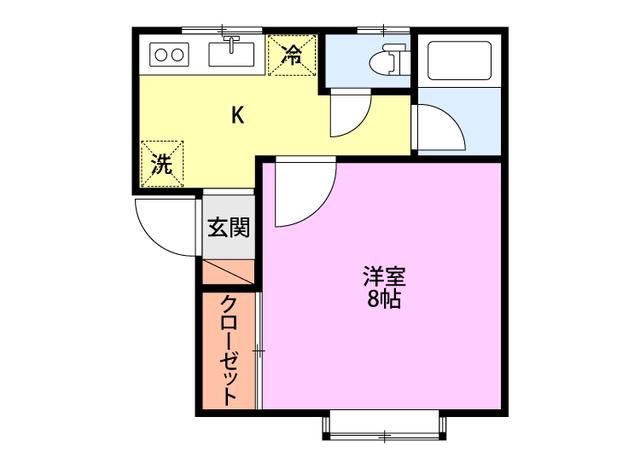 スリーハイツ(1K/1階)の間取り写真