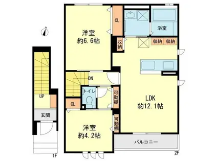 チェリーブロッサム(2LDK/2階)の間取り写真