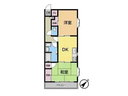 イーストハウス(2DK/1階)の間取り写真
