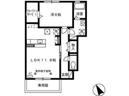 グランヴィア III(1LDK/1階)の間取り写真