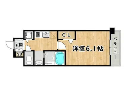 アスヴェル新北野モスト(1K/7階)の間取り写真