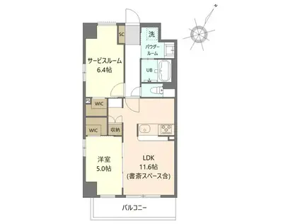 ユーフォリア(1SLDK/4階)の間取り写真
