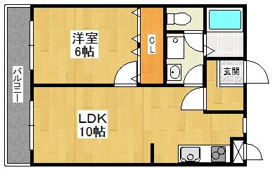 ビューテラス春日丘(1LDK/2階)の間取り写真