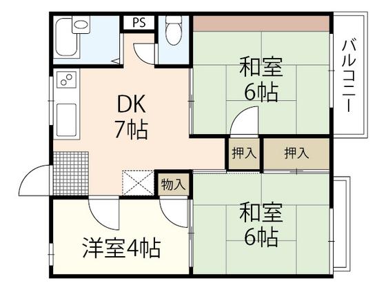 コーポ石田(3DK/2階)の間取り写真