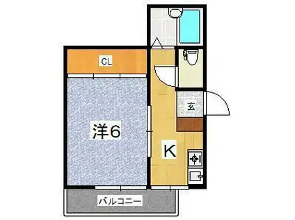 KSハイムC棟(1K/2階)の間取り写真