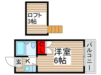 ホワイトヒルズ(1K/2階)の間取り写真