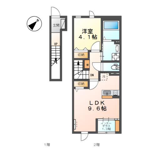 アイリス(1LDK/2階)の間取り写真