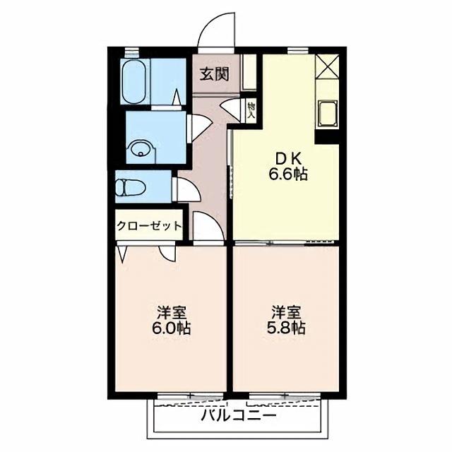 ウィル洋光台(2DK/2階)の間取り写真