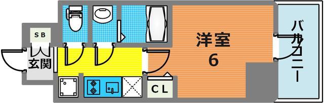 プレサンス神戸元町ベルシオン(1K/14階)の間取り写真