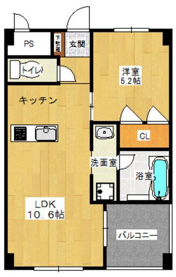 ピュアライン医大東(1LDK/5階)の間取り写真