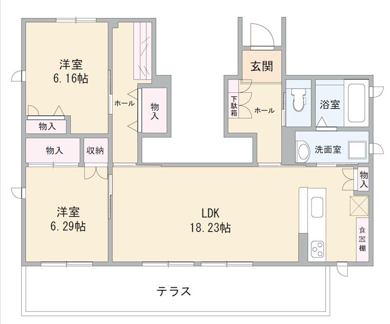 トリニセッテI(2LDK/1階)の間取り写真