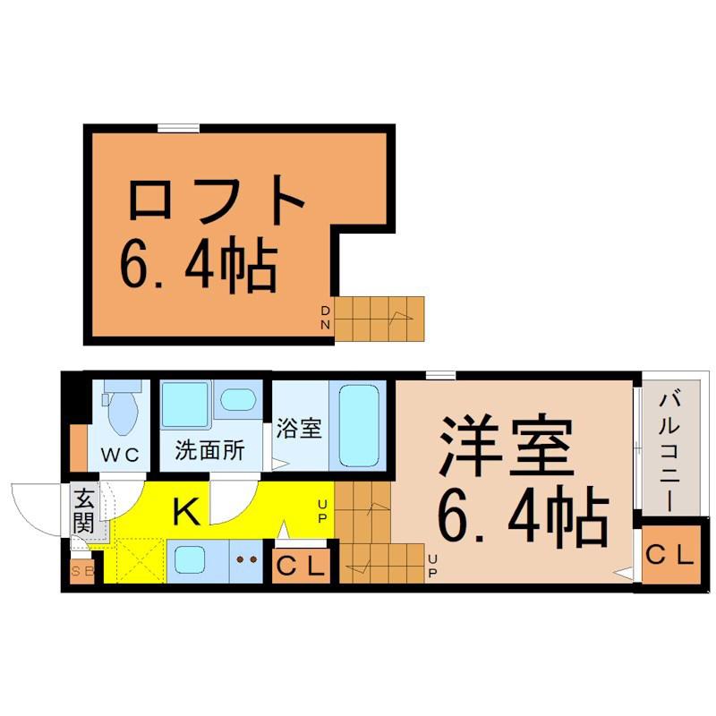 トレノハウス(1K/1階)の間取り写真