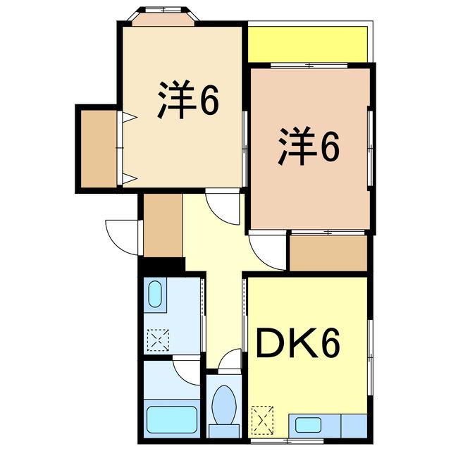 スプリングハイツ(2DK/1階)の間取り写真