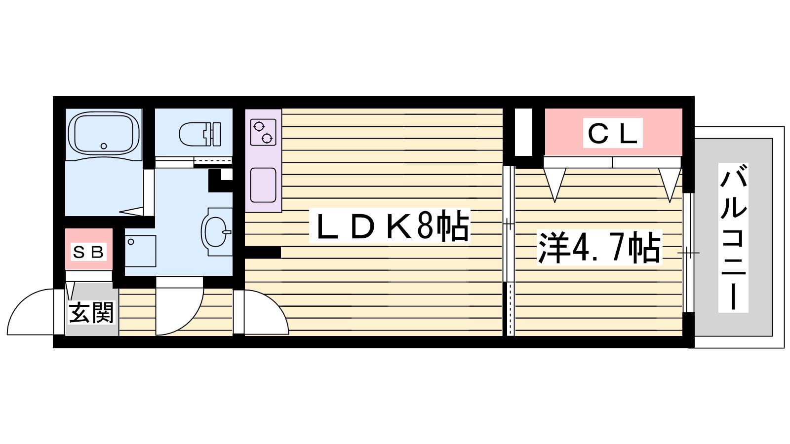 スカイ・シーフロント塩屋(1LDK/3階)の間取り写真