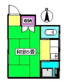双葉荘(ワンルーム/2階)の間取り写真