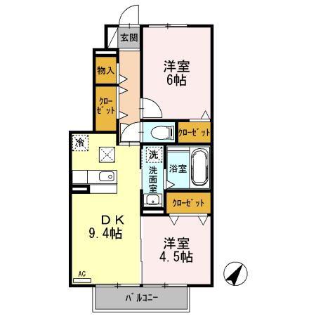 ドルチェ伊豆長岡(2DK/1階)の間取り写真