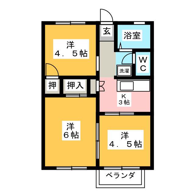 ハイツ河合(3K/2階)の間取り写真