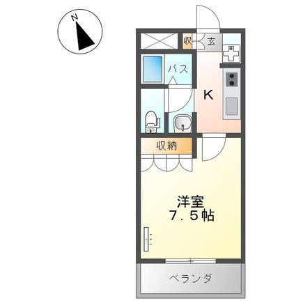 クレディール(1K/1階)の間取り写真