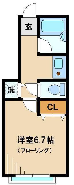 JR中央線 中野駅(東京) 徒歩10分 2階建 築22年(1K/1階)の間取り写真