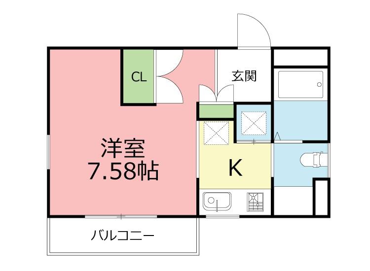 インプレス(1K/1階)の間取り写真