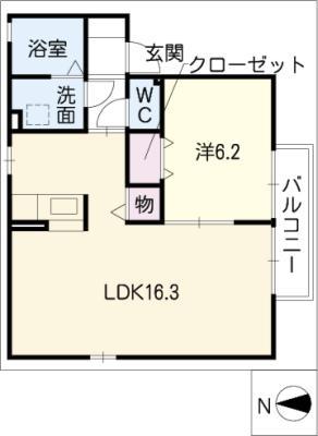 ファミールS・K A棟(1LDK/1階)の間取り写真