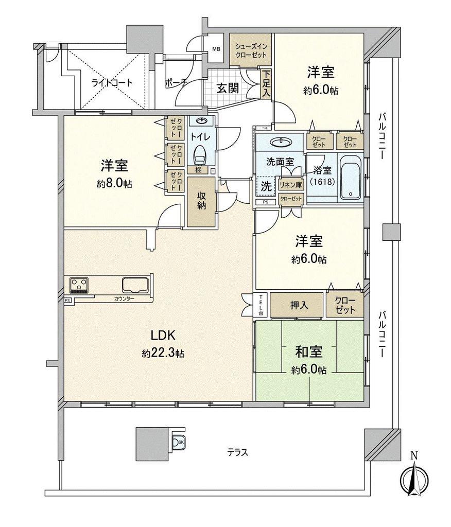 リベール桑田町CENTRAL CITY(4LDK/13階)の間取り写真