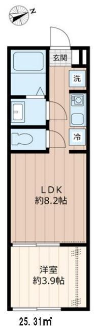 エルフォルグ鳩ヶ谷(1LDK/1階)の間取り写真