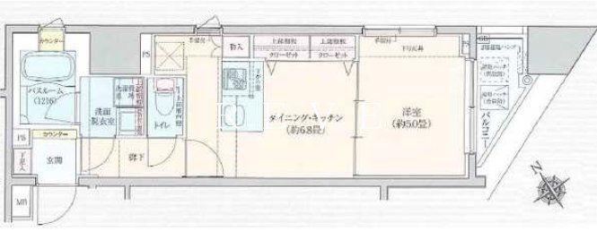 ロアール茅場町(1DK/5階)の間取り写真