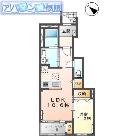 ヴィヴァレス (1LDK/1階)の間取り写真