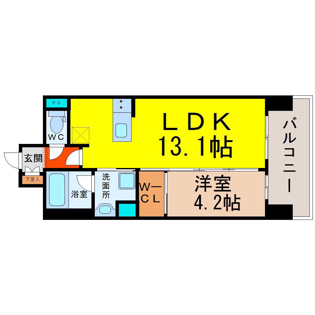 セレニティー大須(1LDK/2階)の間取り写真