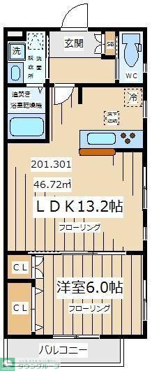エルミタージュ永福町 (1LDK/3階)の間取り写真