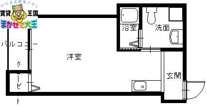 TWO LIVING(ワンルーム/1階)の間取り写真