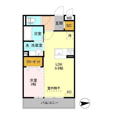ヴィクトワール(1LDK/1階)の間取り写真
