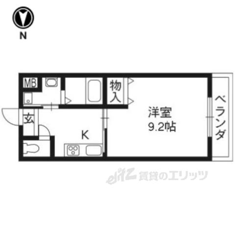 グロリアス桂(1K/1階)の間取り写真