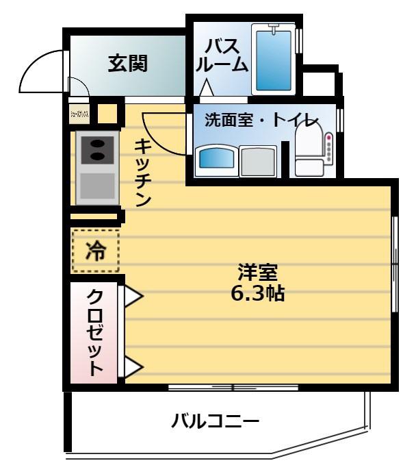 ワコーレヴィアーノ須磨月見山(ワンルーム/1階)の間取り写真
