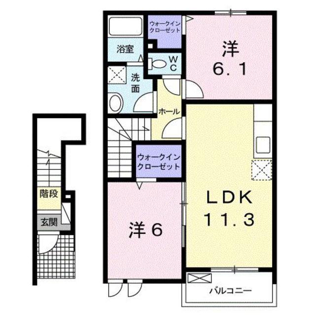 アヴァンツァートIII(2LDK/2階)の間取り写真