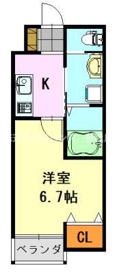 プランドール葛城(1K/2階)の間取り写真
