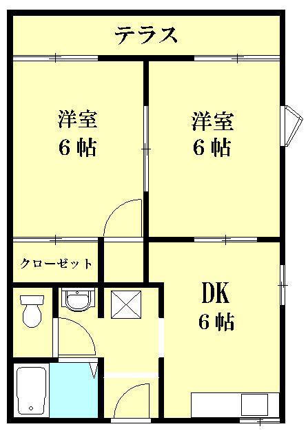 アークガーデン和合 K(2DK/1階)の間取り写真