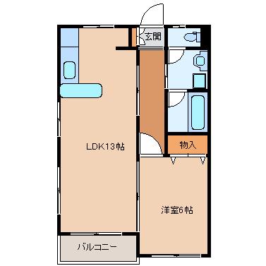 カーサ・デル・リーゾ(1LDK/2階)の間取り写真