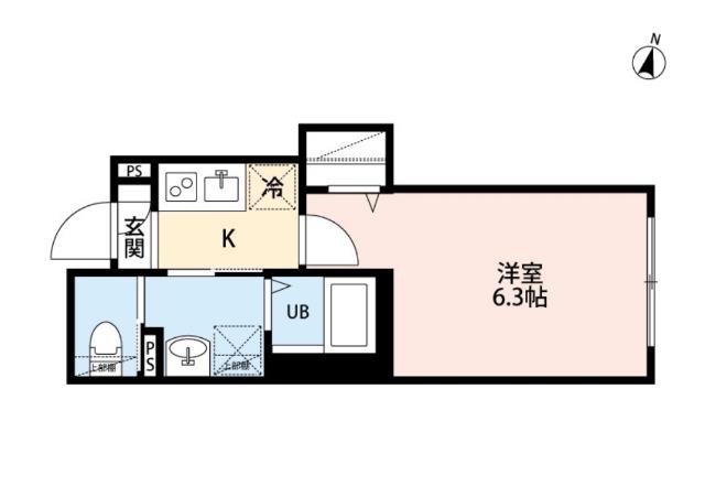LAXIS東浦和(1K/1階)の間取り写真