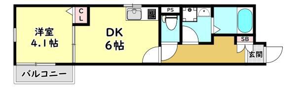 S APT.門真城垣町(1DK/3階)の間取り写真