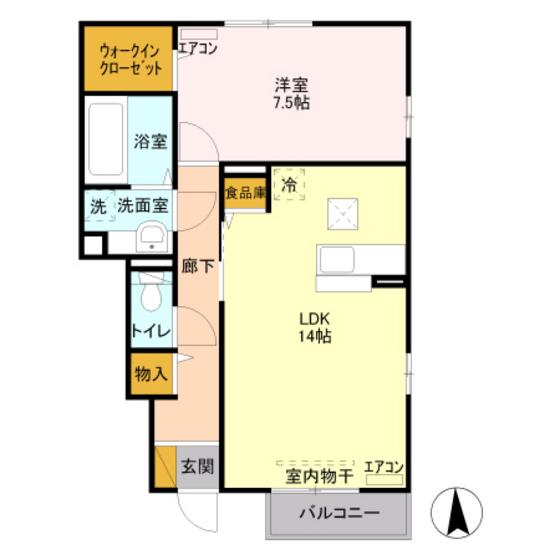 サンクブランシュ(1LDK/1階)の間取り写真