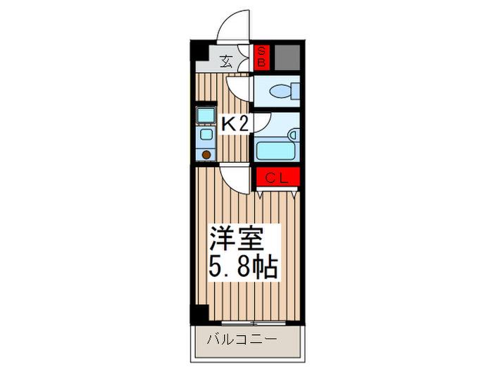 HKビル(1K/3階)の間取り写真