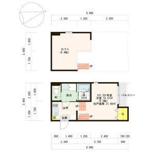 LOFT15野並(1K/2階)の間取り写真